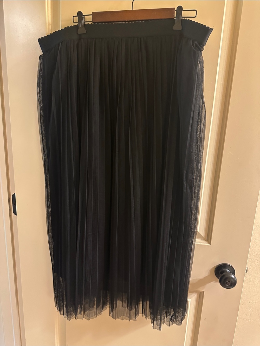 Zenana Outfitters Black Midi Pleated Tulle Skirt
